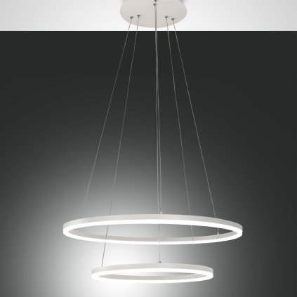 Fabas Giotto, dvojkruhové svítidlo pro zavěšení, 56W LED 3000K, bílá, prům. 60cm