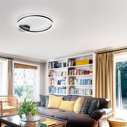 Fabas Giotto, kruhové svítidlo pro přisazení, 36W LED 3000K, černá, prům. 60cm