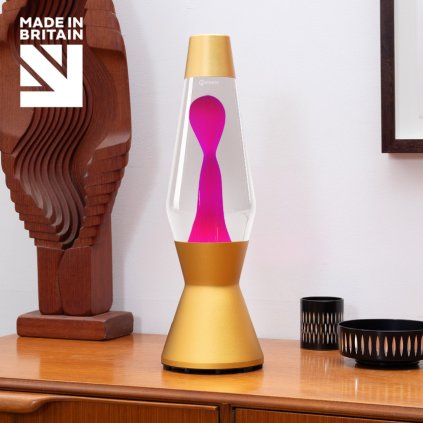 Mathmos astro gold lava lamp clear pink L3 2