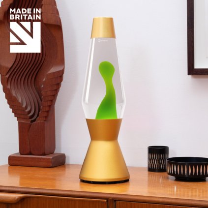 Mathmos astro gold lava lamp clear green L3 2