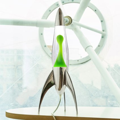 mathmos telstar rocket lava lamp silver clear green