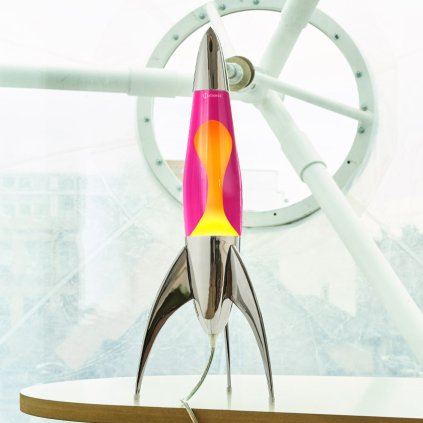 mathmos telstar rocket lava lamp silver pink yellow