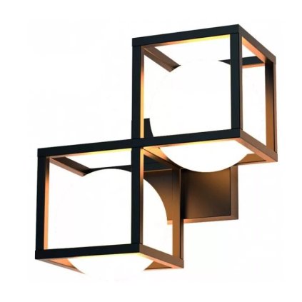 Mantra Desigual, moderní nástěnné svítidlo 2xG9, černý kov/sklo, 22x22cm