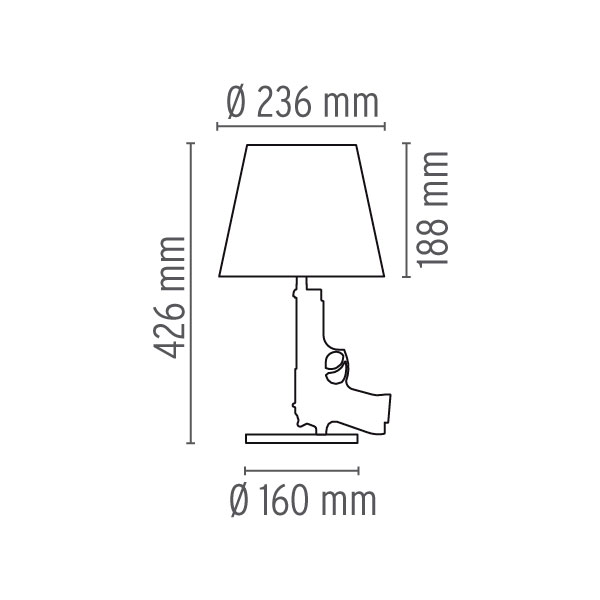 Flos GUN_BEDSIDE GUN_rozmery