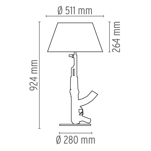 Flos GUN_TABLE GUN_rozmery