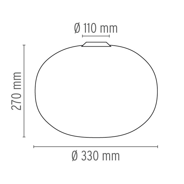 11139 3 flos glo ball c1 stropni svitidlo z triplexoveho skla 1x150w e27 prum 33cm_rozmery