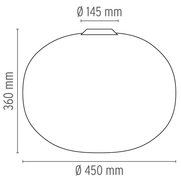 11148 3 flos glo ball c2 stropni svitidlo z triplexoveho skla 1x205w e27 prum 45cm_rozmery