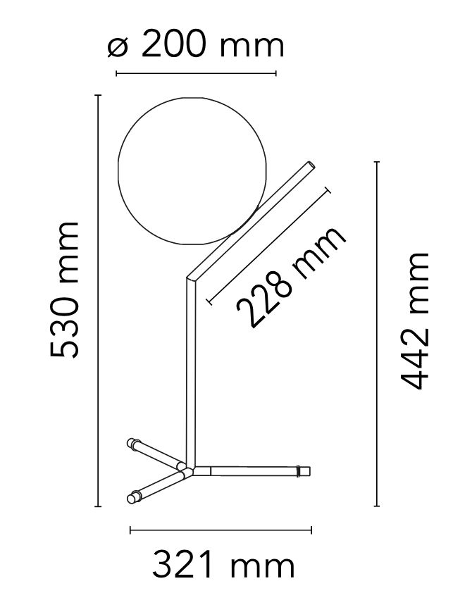 11163 5 flos ic lights table 1 high designova lampa se stmivacem 1x60w e14 chrom vyska 53cm_rozmery