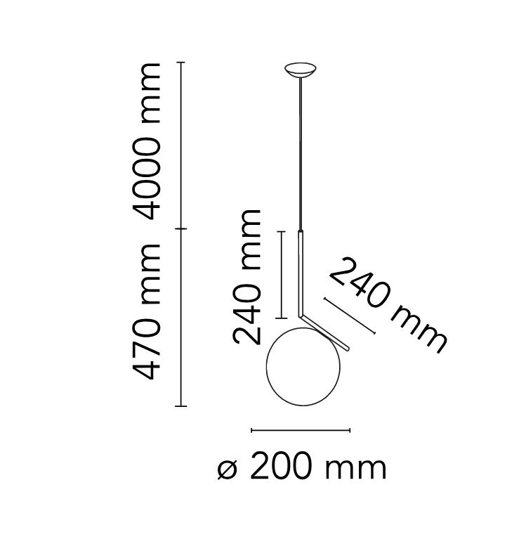 11205 6 flos ic lights suspension 1 designove zavesne svitidlo 1x60w e14 cerna vyska 47cm_rozmery