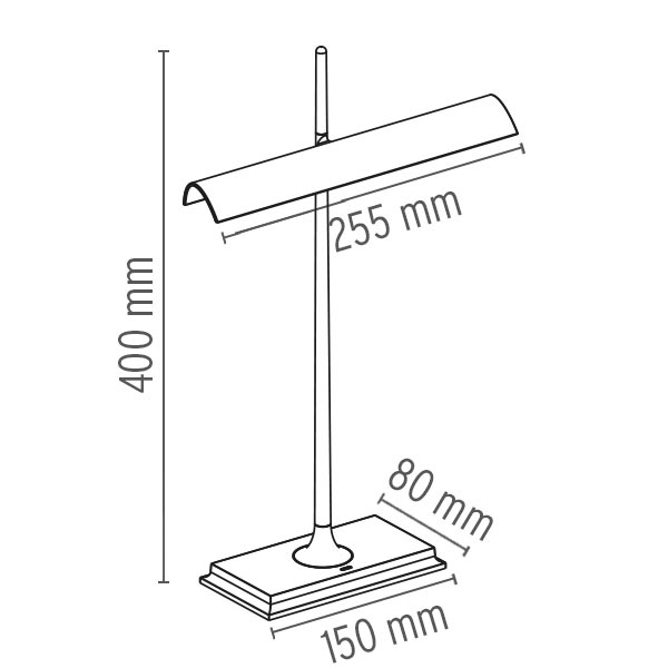 11265 7 flos goldman moderni bankerska lampa vcetne usb portu 8w led cern_rozmery