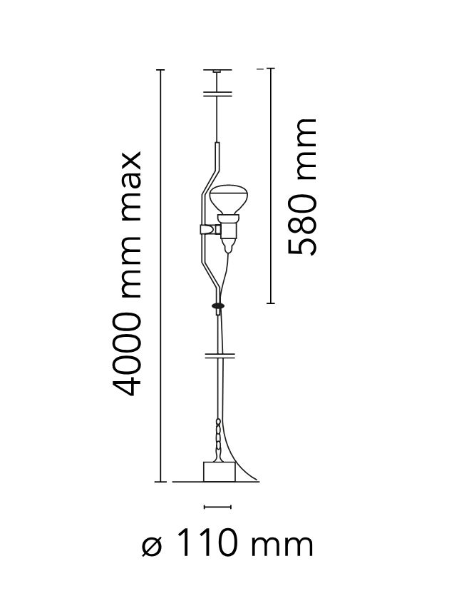 11301 11 flos parentsi cervene svitidlo mezi podlahu a strop s vypinacem 1x150w e27 max 400cm_rozmery