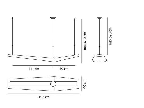 1131 3 artemide mouette asymmetrica zavesne designove svitidlo 80w led 3000k stmivatelne dali 195cm delka zavesu 590cm_rozmery