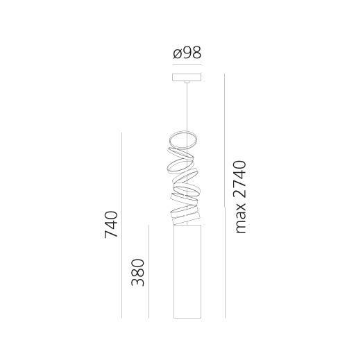 1143 2 artemide decompose light cervene zavesne svitidlo 1x8w e27 vyska 60cm_rozmery