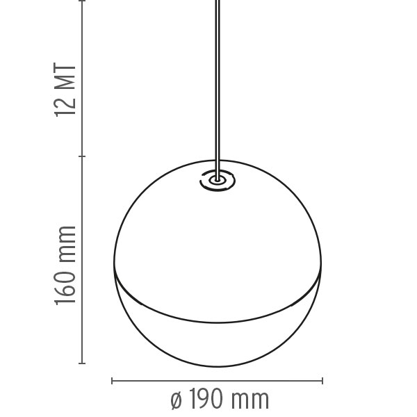 11526 5 flos string light sphere head svitidlo s 22m dlouhym kabelem 26w led 2700k dotykove ovladani bluetooth prum 19cm_rozmery