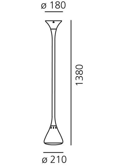 147 3 artemide pipe sospensione flexibilni zavesne svitidlo 30w led 2700k stmivatelne delka 138cm_rozmery
