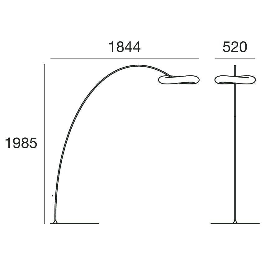 19875 9 Stilnovo 8009 mr magoo obloukova stojaci lampa se stmivacem 23w led 3000k vyska 198 5cm_rozmery