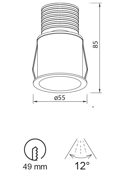 24303 8 mantra guincho cerna zapustna bodovka 5w led 2700k prum 5 5cm ip54_rozmery