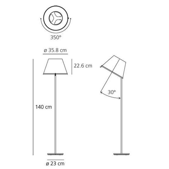 246 2 artemide choose terra designova stojaci lampa se stinitkem z pergamenu 2x75w 140cm_rozmery