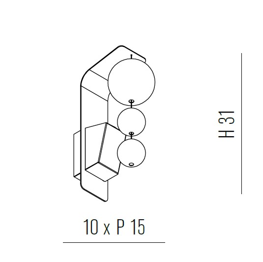 26028 5 metallux bolero luxusni nastenne svitidlo 3 kulicky bileho skla 1x10w gu10 vyska 57cm_rozmery