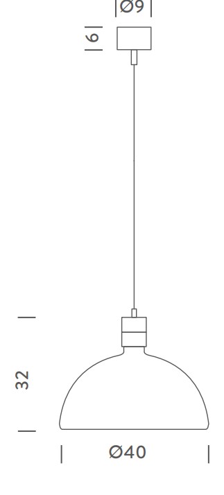 Nemo AM4C, závěsné svítidlo se stínidlem ze skla, 1x250W E27, prům. 40cm_rozmery