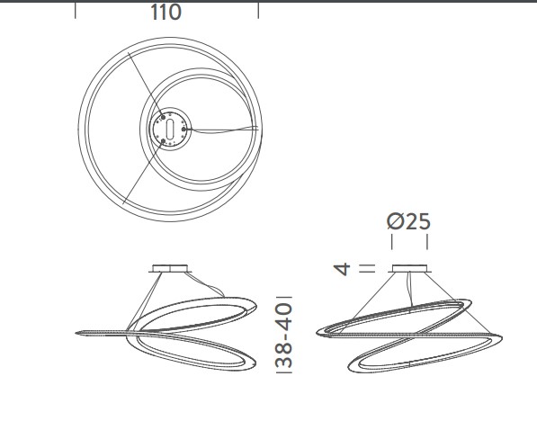 Nemo Kepler Downlight, moderní svítidlo pro přímé osvětlení, 86W LED 2700K stmívatelné, bílá, prům. 110cm_rozmery