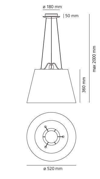 artemide tolomeo mega sospensione 52 rozmery