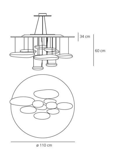 378 3 artemide mercury sospensione led zavesne designove svitidlo 2x31w led prum 110cm_rozmery