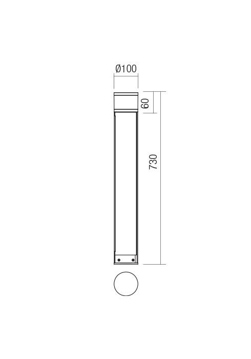 39498 2 redo pod venkovni zasuvkovy sloupek 7w led 3000k vyska 73cm ip65_rozmery