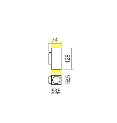 39510 2 redo quad bile venkovni nastenne svitidlo 2x3w led 3000k vyska 12 8cm ip65_rozmery