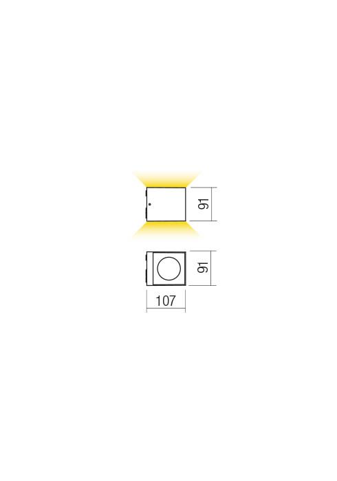 39543 5 redo teko rezavohnede nastenne exterierove svitidlo se svicenim dolu 2x6w led 3000k vyska 9 1cm ip65_rozmery