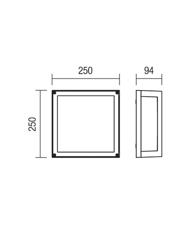 39822 1 redo brick glass venkovni antracitove nastenne stropni svitidlo 2xe27 rozmer 25x25cm ip54_rozmery