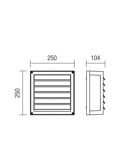39828 1 redo brick glass venkovni antracitove nastenne svitidlo 2xe27 rozmer 25x25cm ip54_rozmery