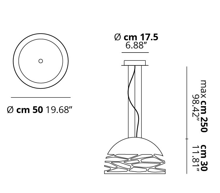 Lodes KellyDome50 Small Pendant rozmery