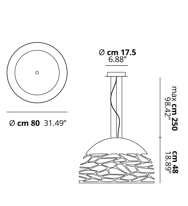 Lodes KellyDome80 Large Pendant rozmery