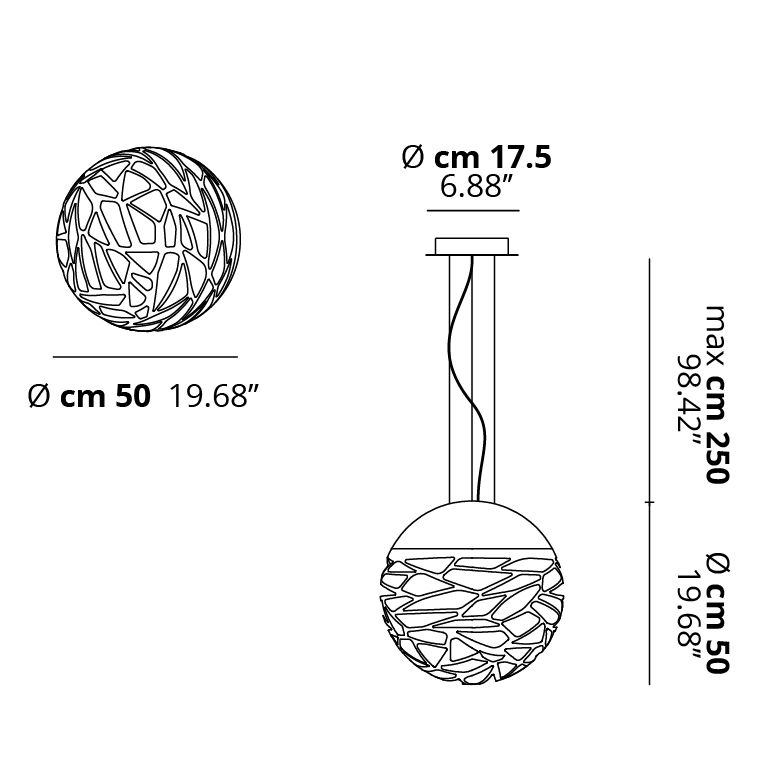 KellySphere50 Medium Pendant rozmery
