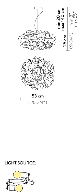 slamp clizia pendant 53cm rozmery