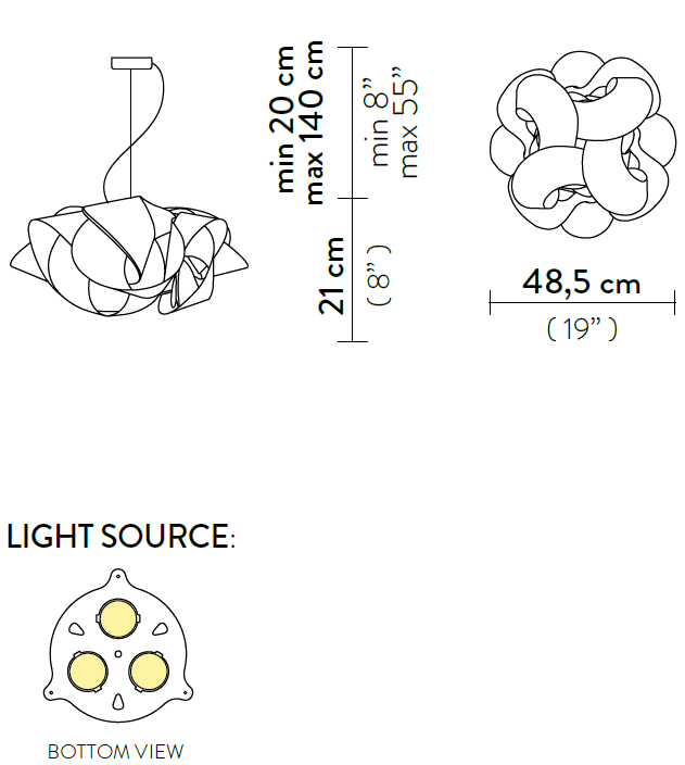 slamp fabula 48.5 suspension rozmery