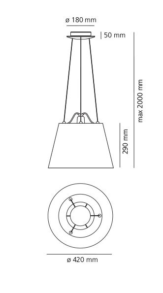 artemide tolomeo mega sospensione 42 rozmery