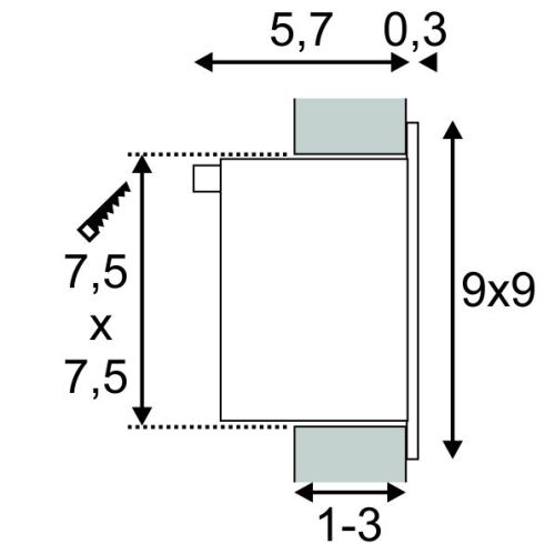 42279 6 slv frame basic led zapustne svitidlo do steny 1x1w power led 9x9cm teple bila barva svetla_rozmery