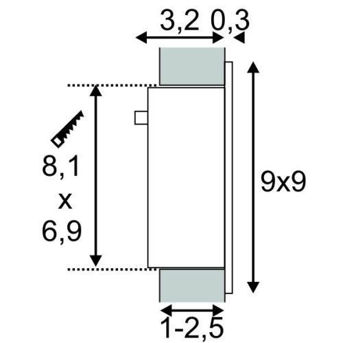 42405 6 slv frame curve led bile zapustne svitidlo do zdi 1x1w led 9x9cm 3000k_rozmery