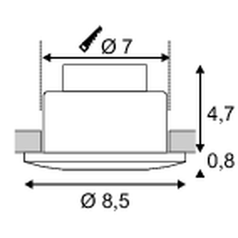 42549 5 slv out 65 cerne zapustne svitidlo 12w led 3000k stmivatelne prum 8 5cm ip65_rozmery