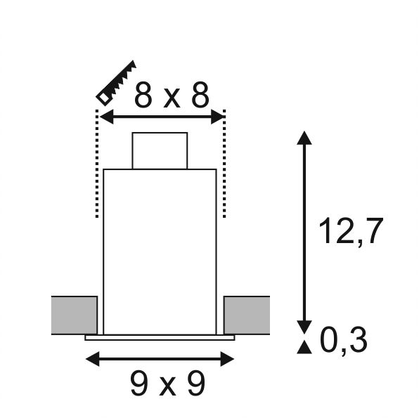 42624 6 slv kadux zapustna bodovka v hranatem tvaru 1x50w cerna 9x9cm_rozmery