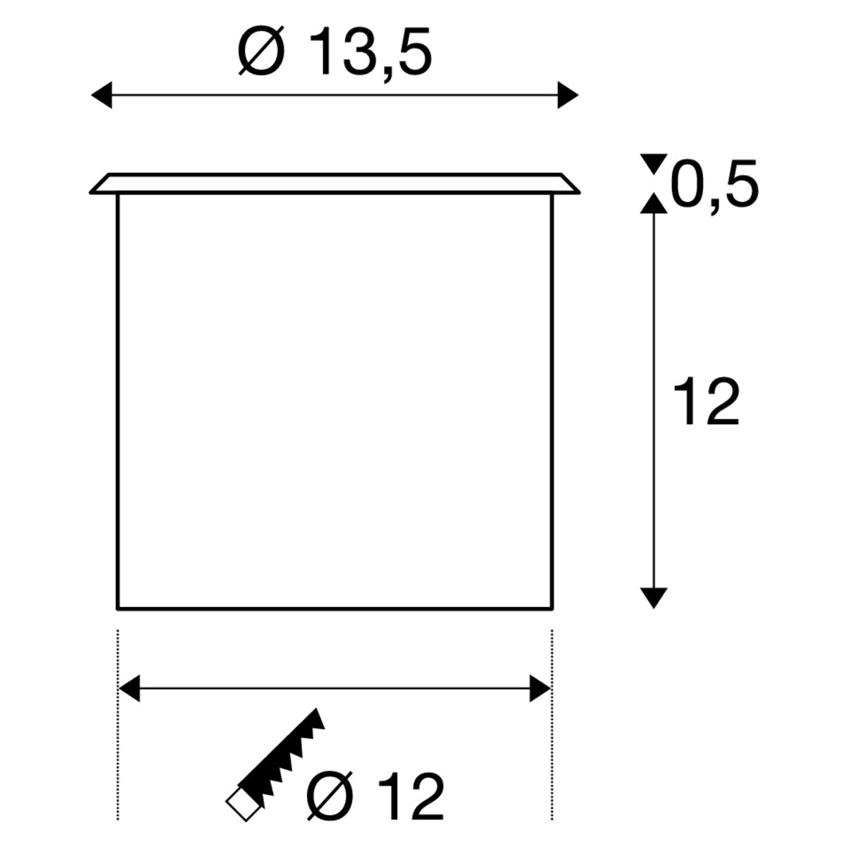 44052 5 slv adjust kulate zapustne svitidlo do zeme 1xgu10 nerez prumer 13 5 cm ip67_rozmery