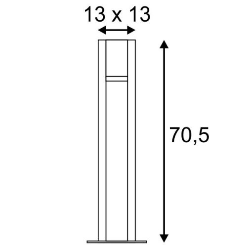 44676 8 slv arrock slot venkovni sloupek z zuly sul pepr 1x35w vyska 70 5cm ip44_rozmery