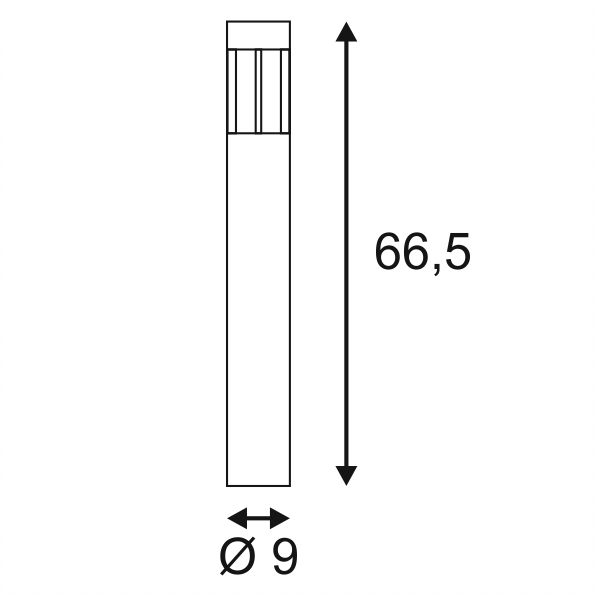 44682 6 slv slots 65 venkovni sloupek 6 3w led 3000k rez vyska 66 5cm_rozmery