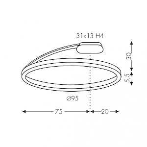 45402 3 teamitalia bellai home bile stropni kruhove svitidlo 60 43w led 3000k dali prum 95cm_rozmery