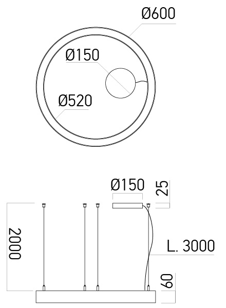 4926 3 arelux xambit bile zavesne kruhove svitidlo 38w led 4000k prum 60cm_rozmery