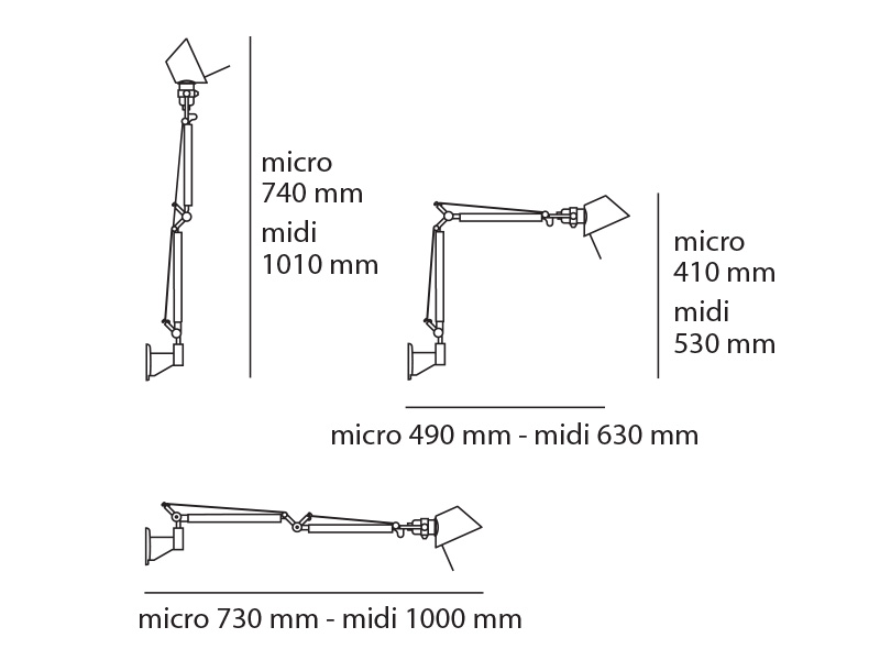 artemide tolomeo micro parete silhouette rozmery