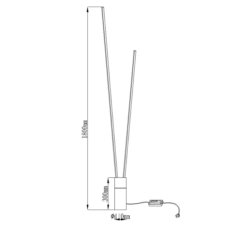 55143 13 mantra vertical stmivatelna bila stojaci lampa se dvema prvky led 44w 2600lm 3000k vyska 180cm_rozmery
