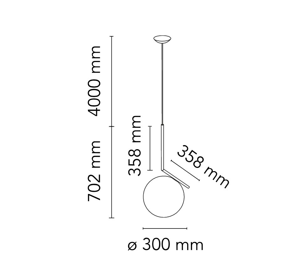 55878 5 flos ic lights suspension 2 designove zavesne svitidlo 1x205w e27 cervena vyska 70cm_rozmery